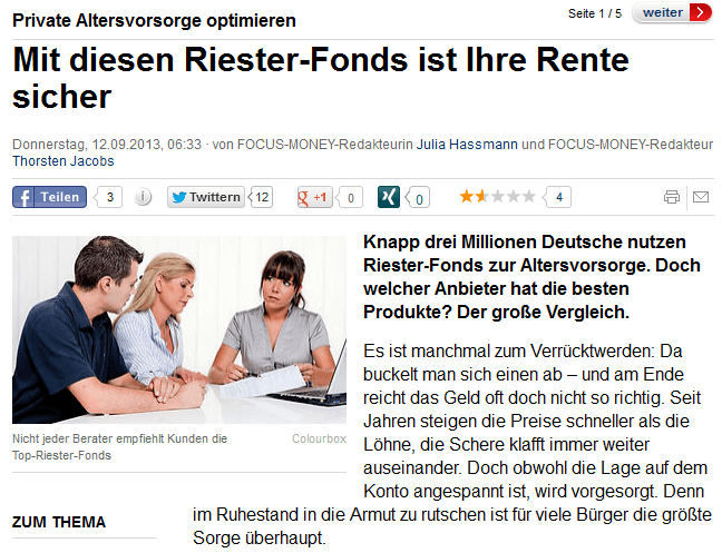 Riester-Fonds Focus-Money